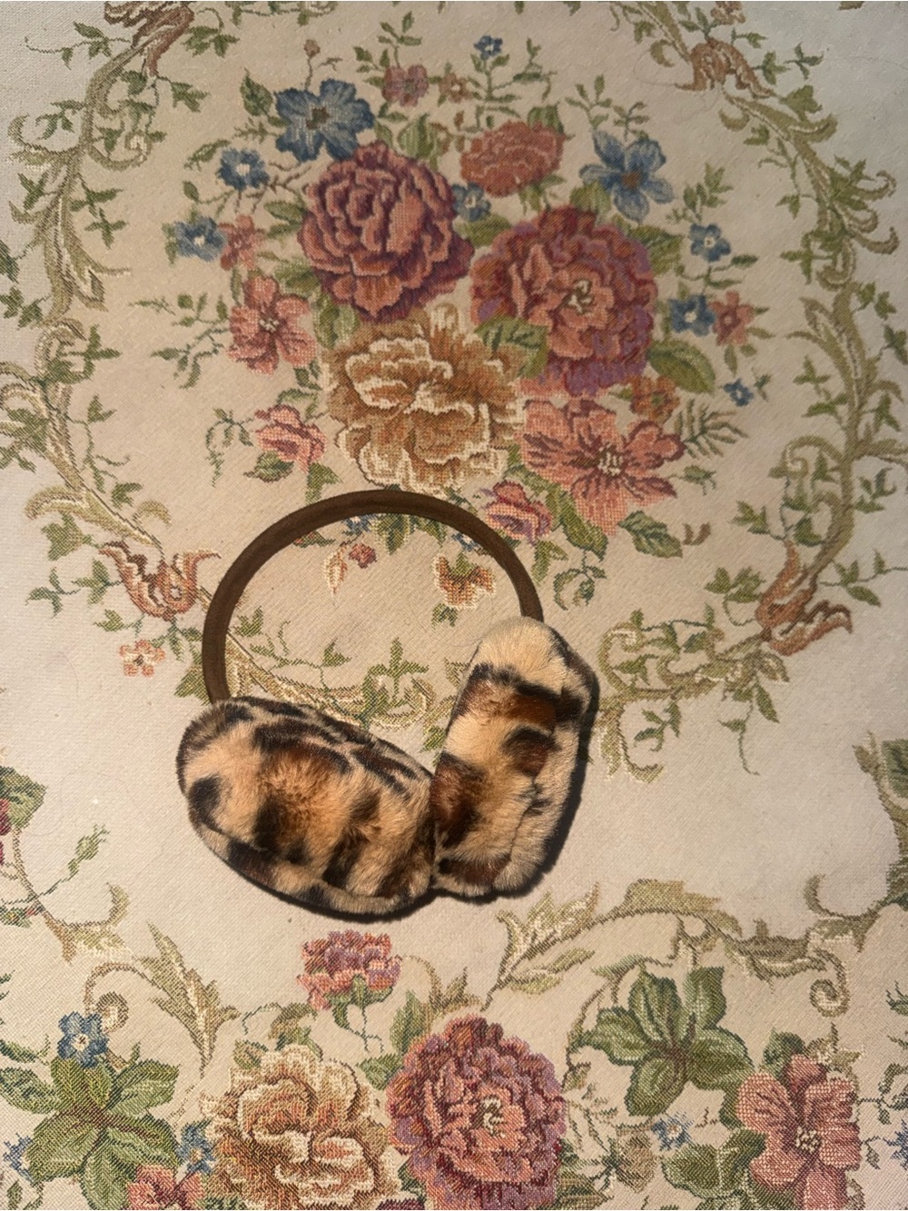 Faux Fur Leopard Print Earmuffs - Brown